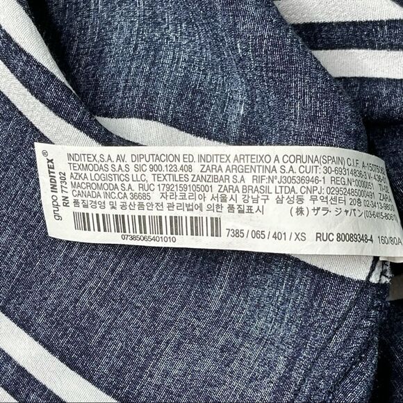 Zara Blue White Navy Striped One Shoulder Night Out Dress Size XS - Picture 12 of 15